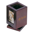 Revolving Pencil Cup w/Three Frames - Rosewood Finish